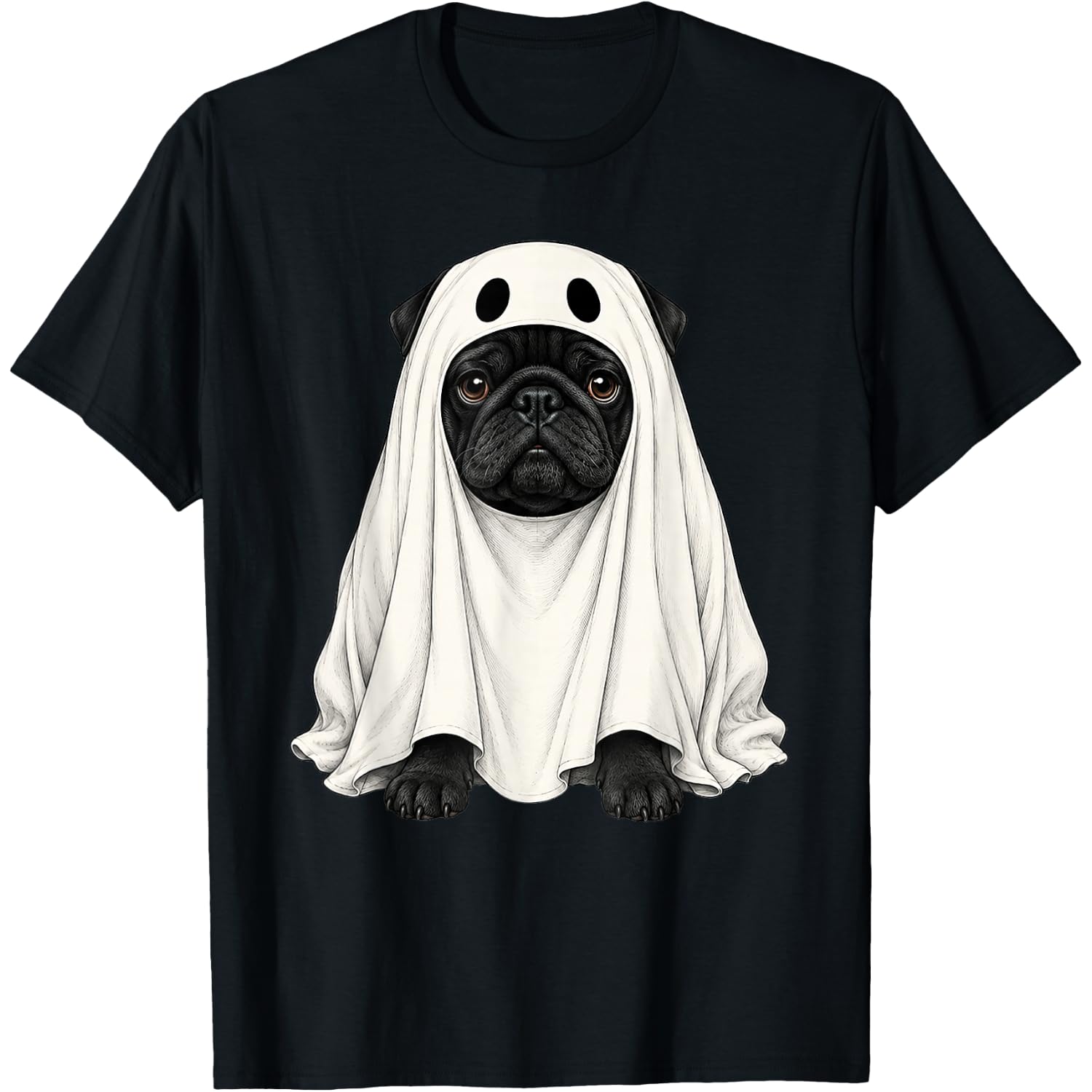 Dog Black Pug Ghost Halloween T-Shirt