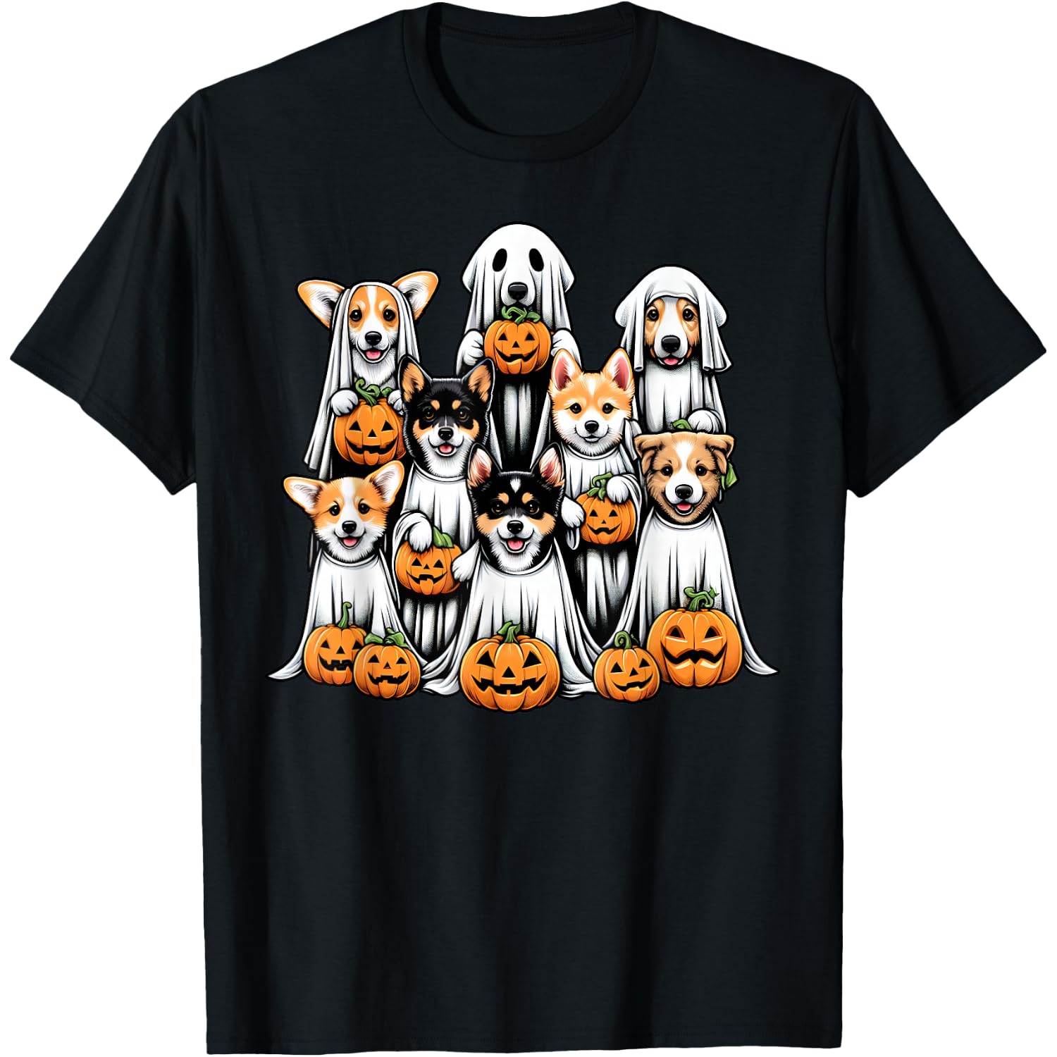 Dog Ghost Cute Dog Dressed As Ghost Funny Halloween Dog T-Shirt