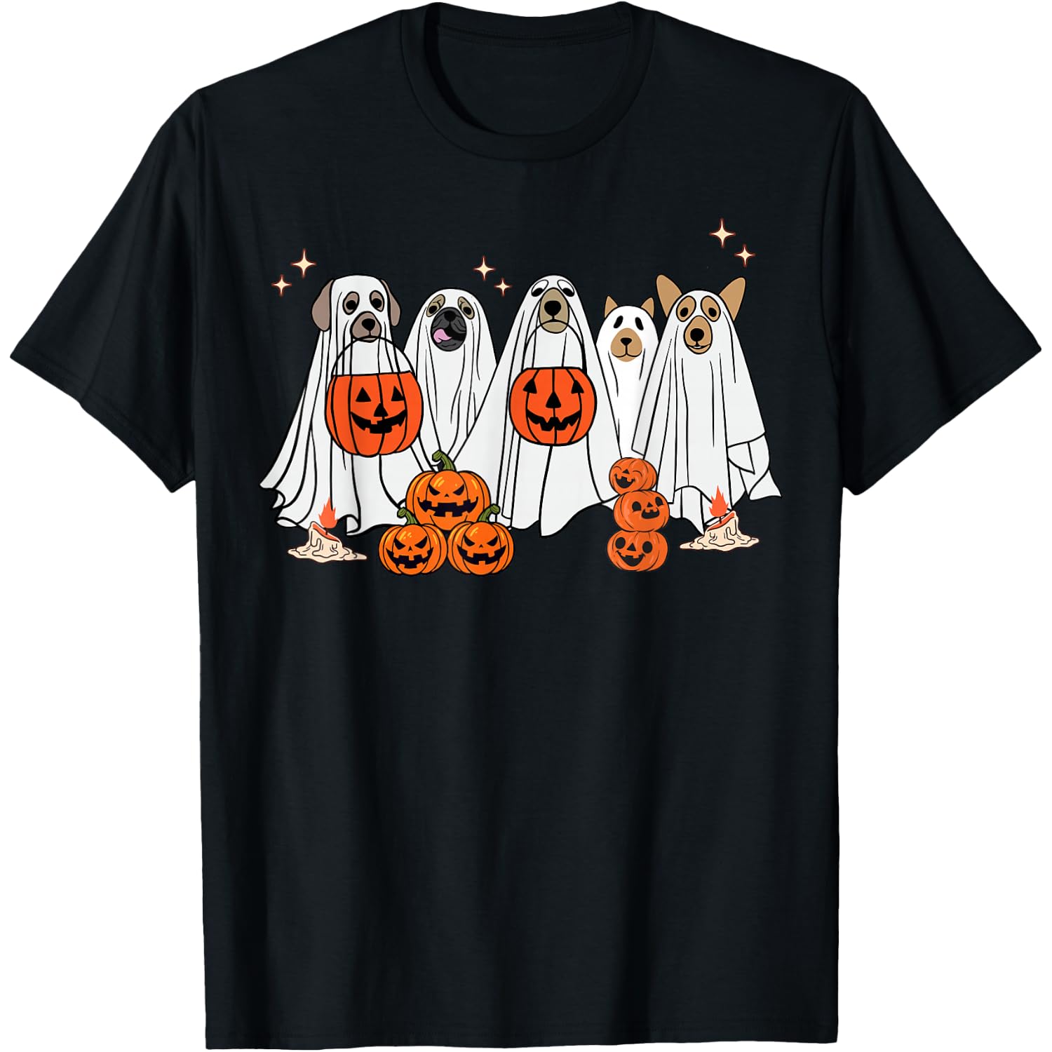 Dog Ghost Cute Dog Dressed As Ghost Funny Halloween Dog T-Shirt