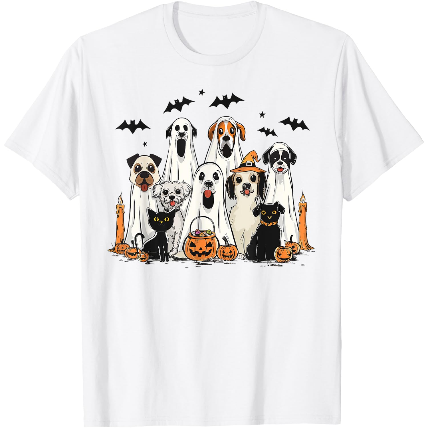 Dog Ghost Cute Dog Dressed As Ghost Funny Halloween Dog T-Shirt