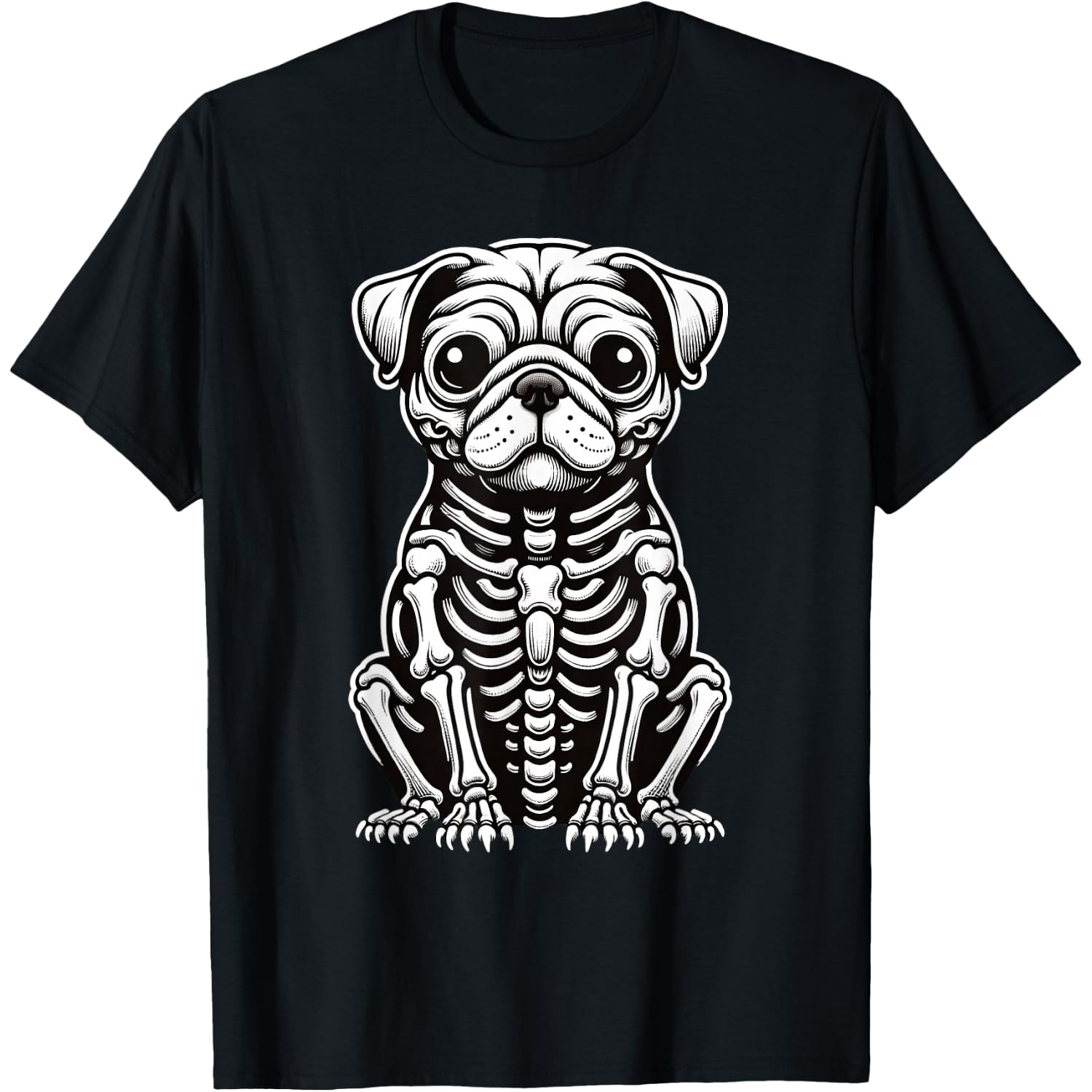 Dog Pug Skeleton Halloween T-Shirt