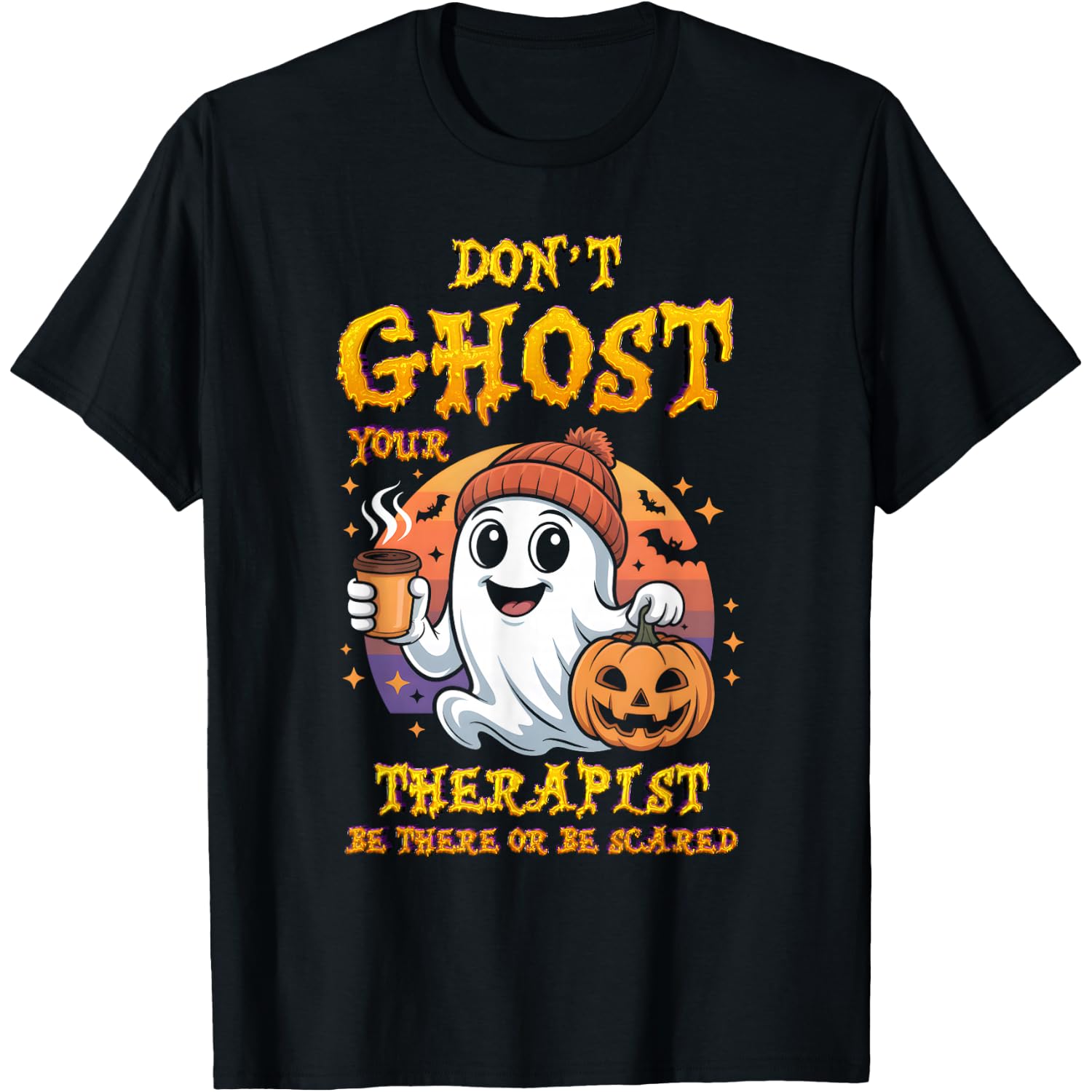 Don't Ghost Your Therapist Halloween Mental Health Advocacy T-Shirt