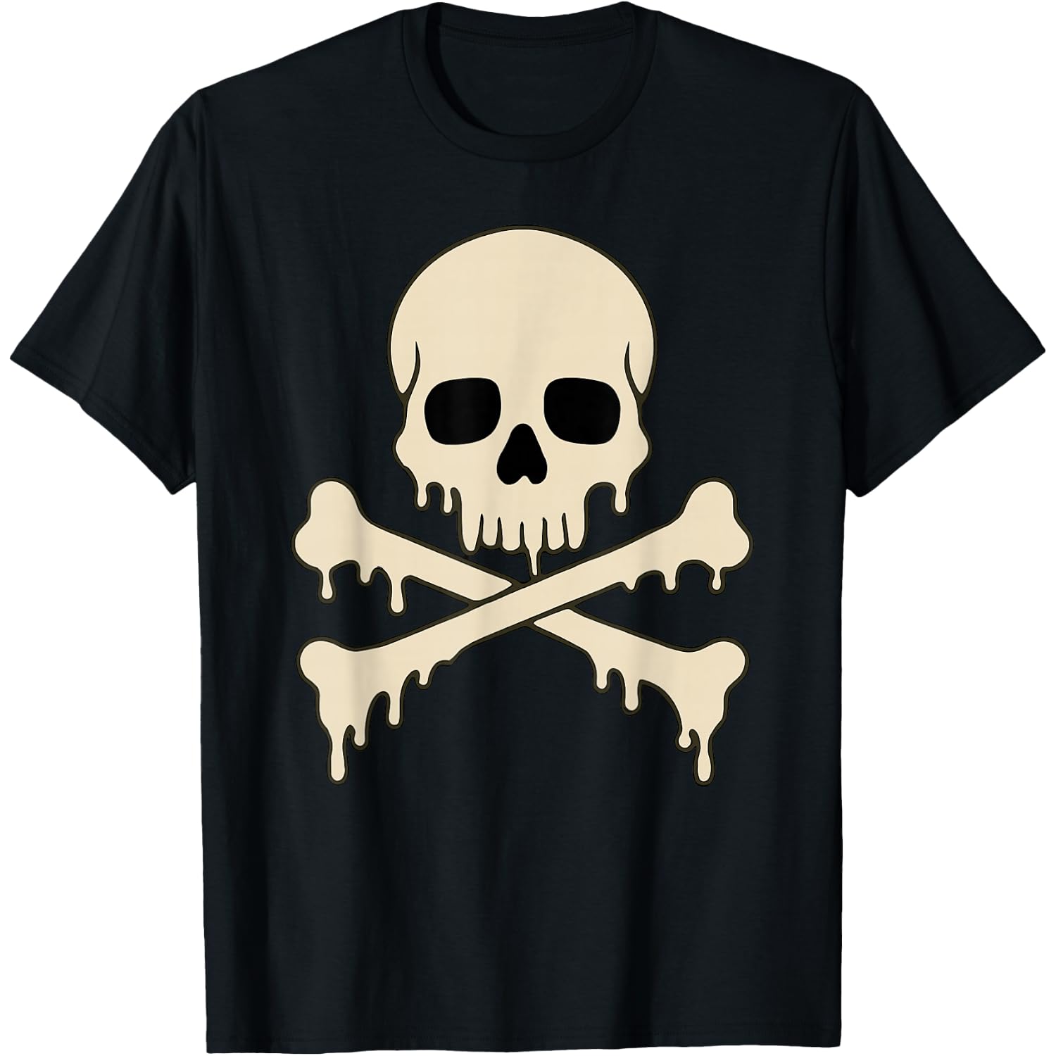 Dripping Skull Crossbones Horror Pirate Skeleton Halloween T-Shirt