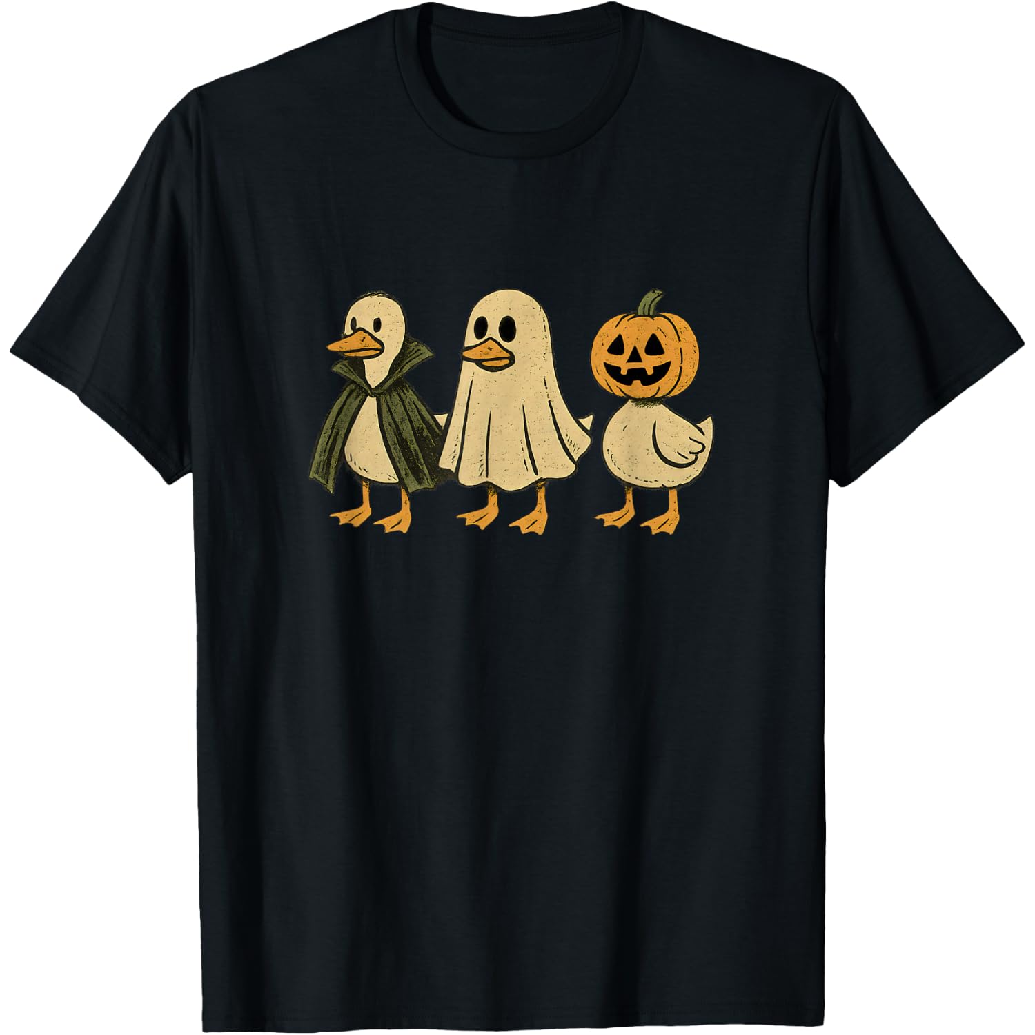 Duck Duck Boo Ghost Vampire Pumpkin Goose Retro Halloween T-Shirt