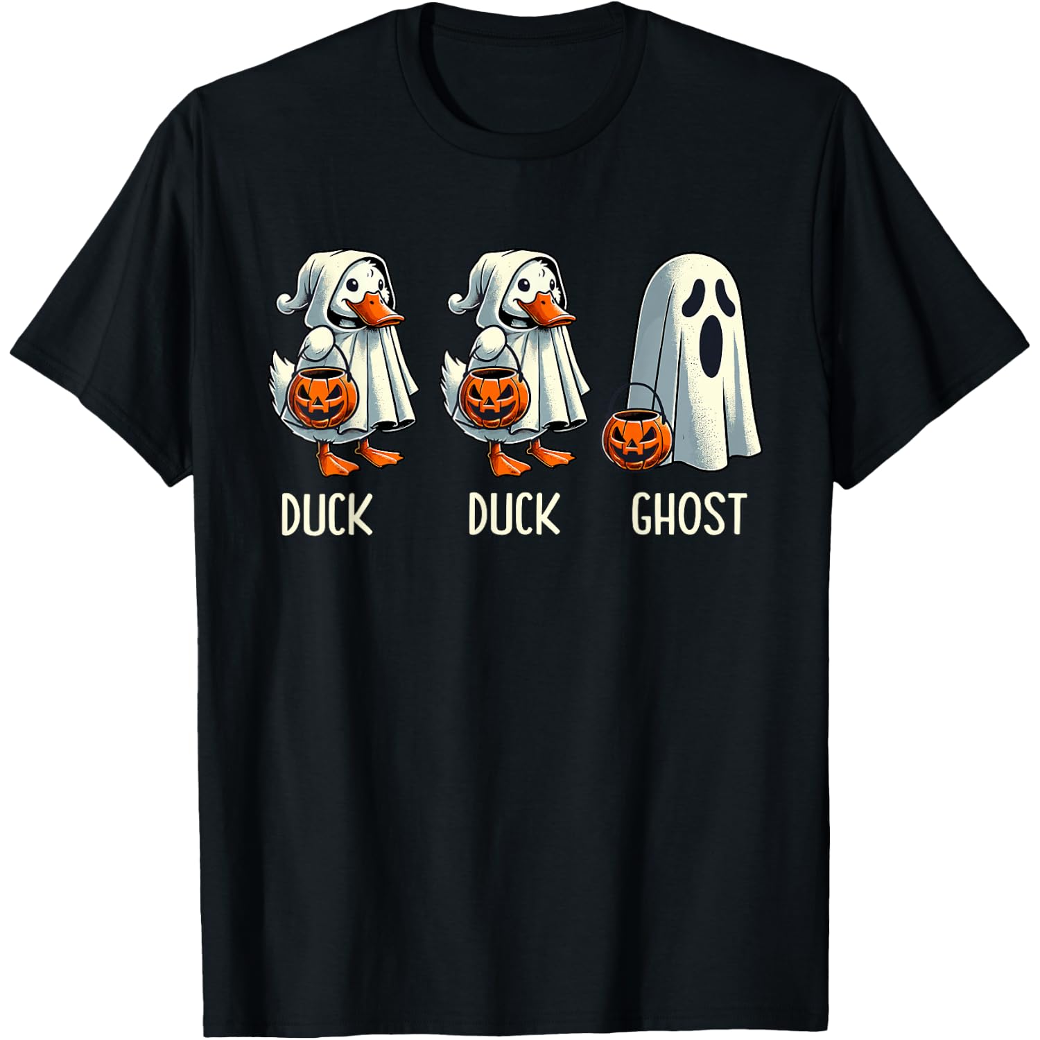 Duck Ghost Pun Trunk or Treat Trick or Treat Funny Halloween T-Shirt