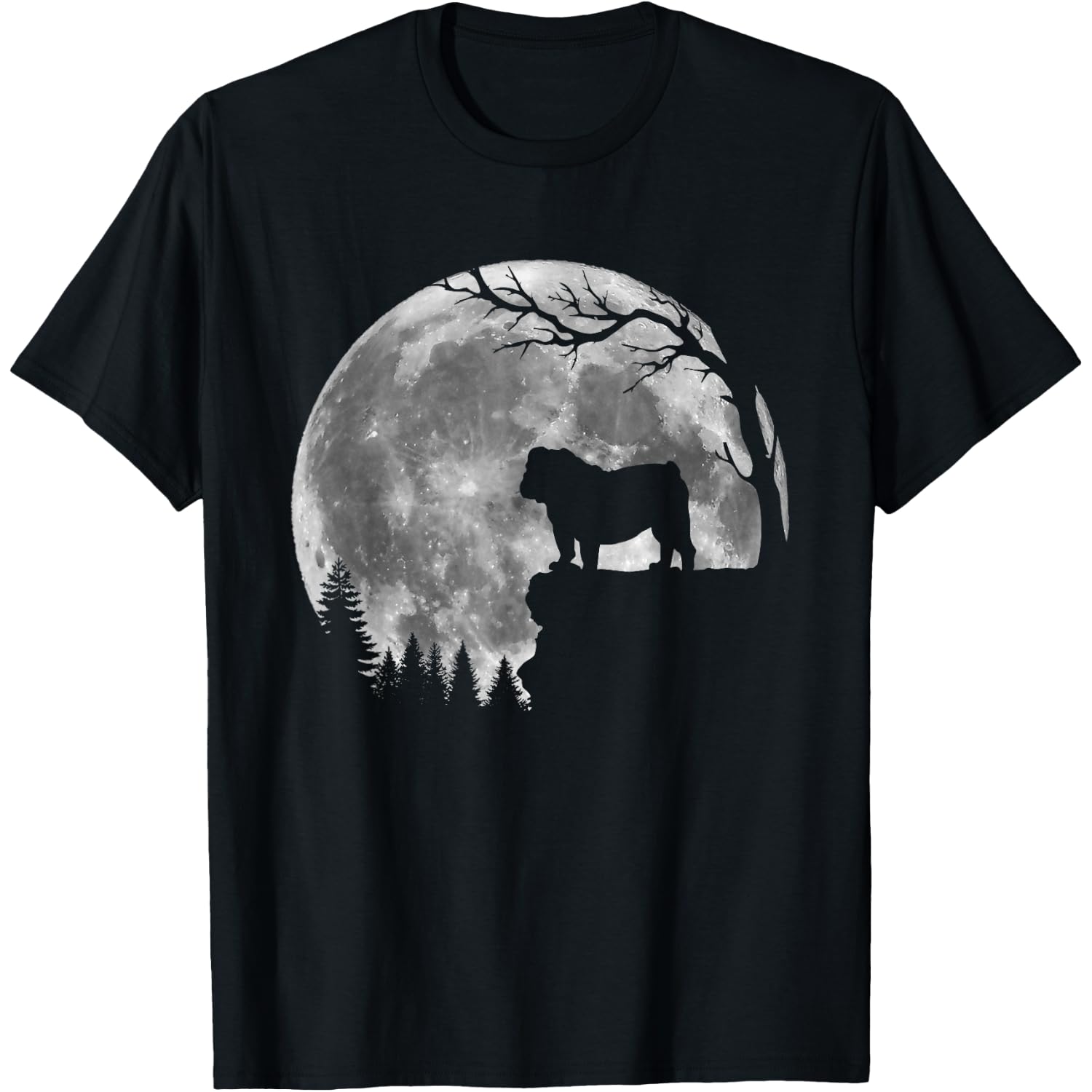 English Bulldog Moon Silhouette Funny Lazy Halloween Costume T-Shirt