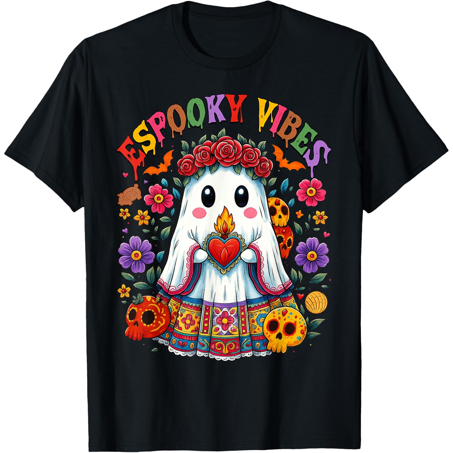 Espooky Vibes Spanish Mexican Halloween Ghost Teacher Boo T-Shirt