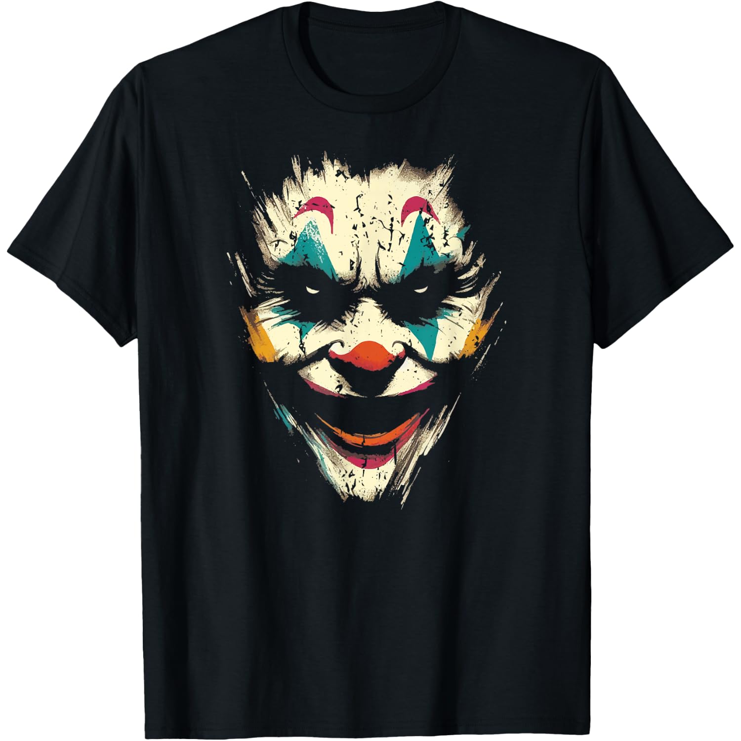 Evil Scary Clown Face Graphic Halloween Horror Design T-Shirt