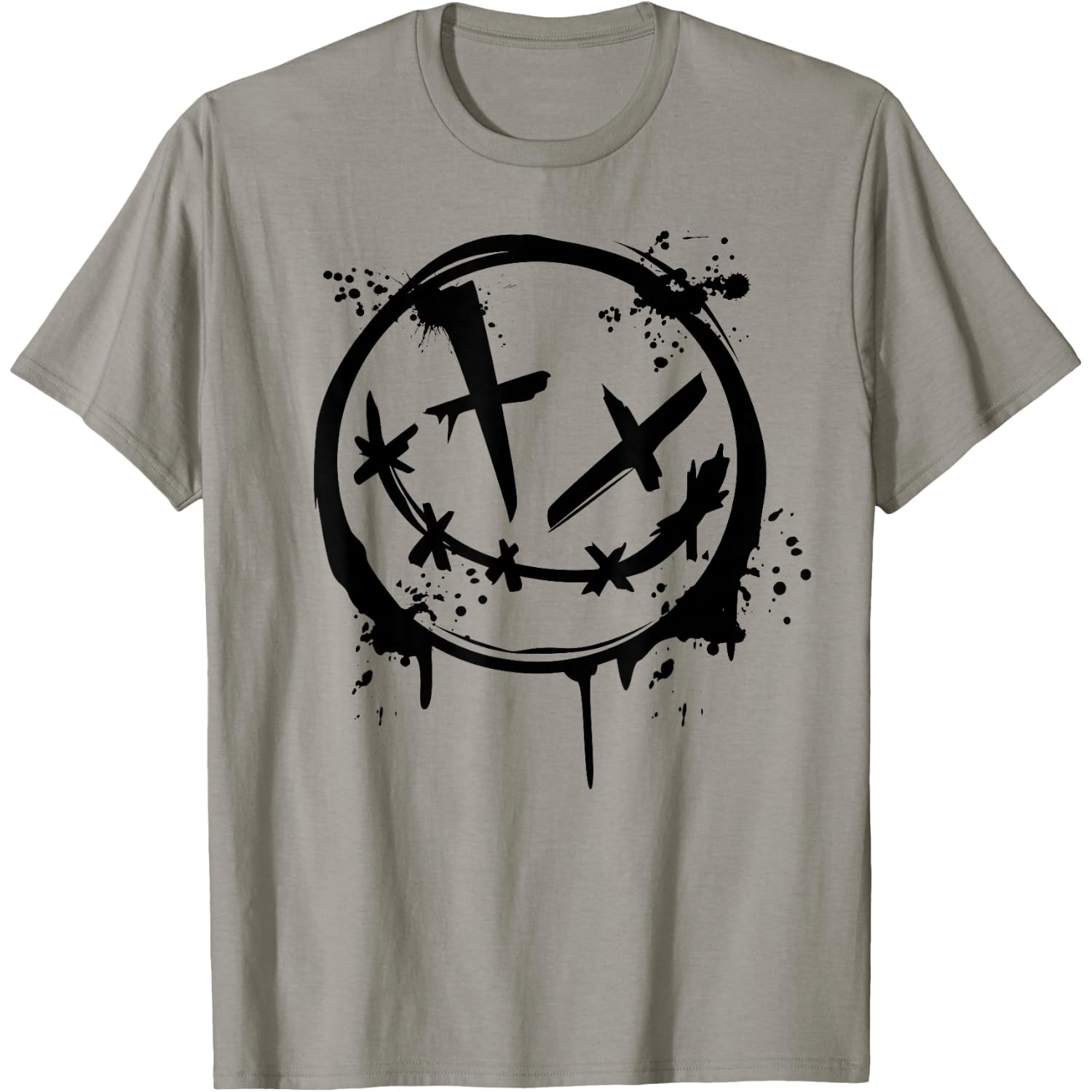 Evil Smile Face Splatter Silhouette Party T-Shirt