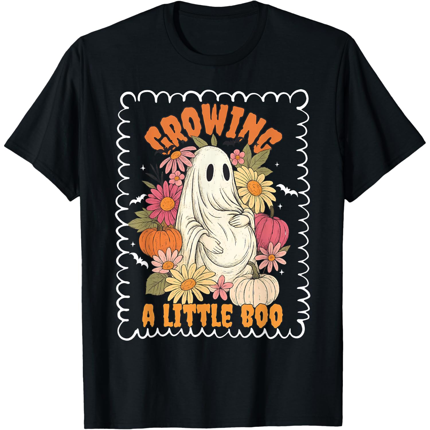 Expecting a Little Boo Cute Ghost Pregnancy Reveal Halloween T-Shirt