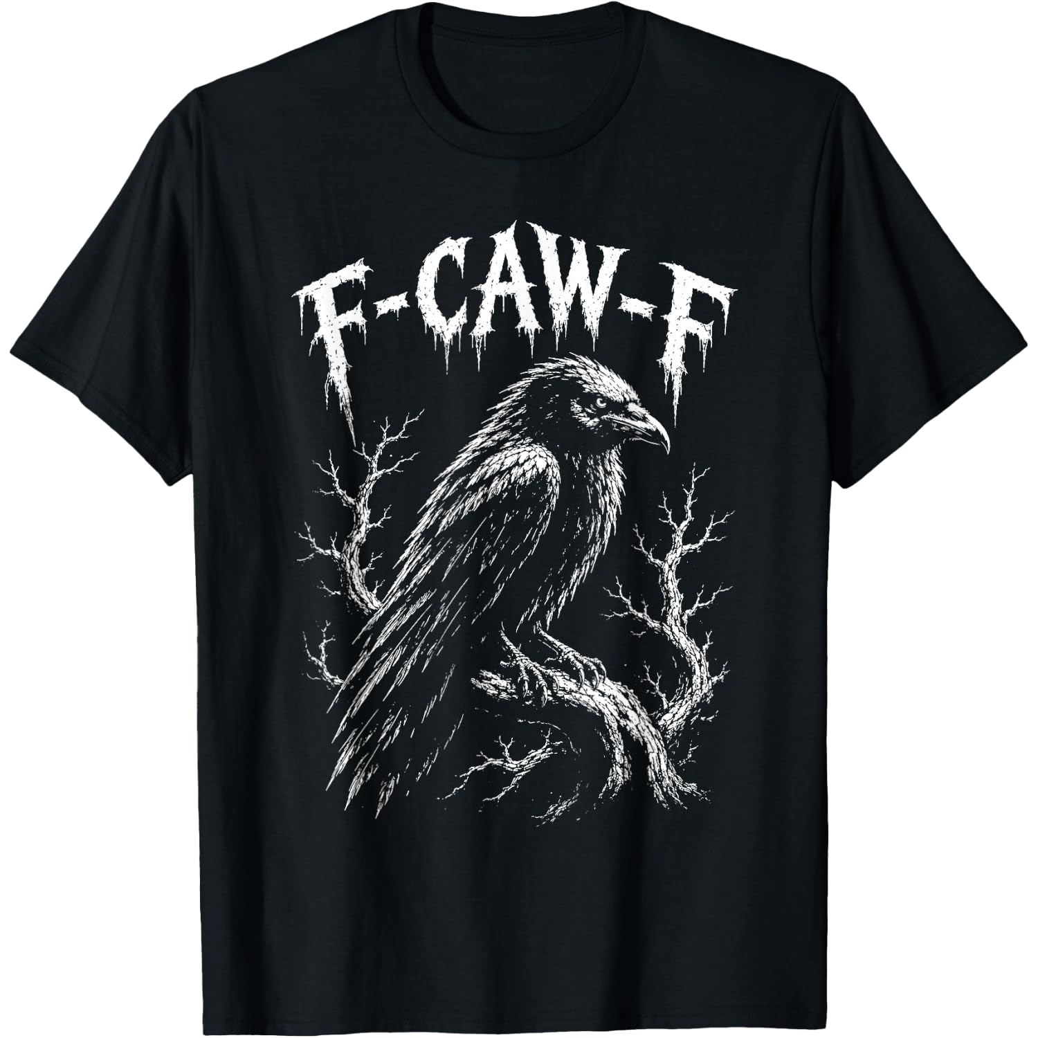 F-Caw-F Black Crow Bird Moon Halloween Spooky F Caw F Crow T-Shirt