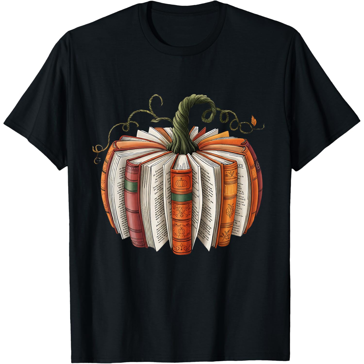 Fall Book Pumpkin Retro Reading Halloween Teacher T-Shirt