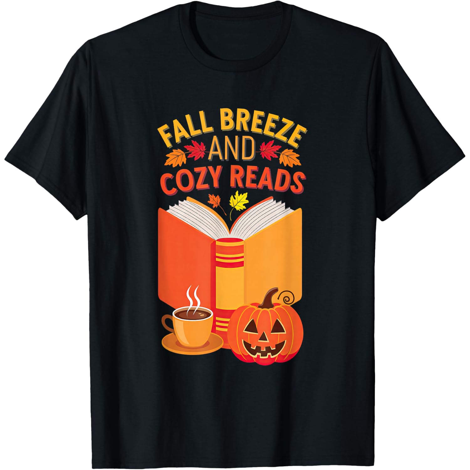 Fall Breeze And Cozy Reads Halloween Autumn Funny Book Lover T-Shirt