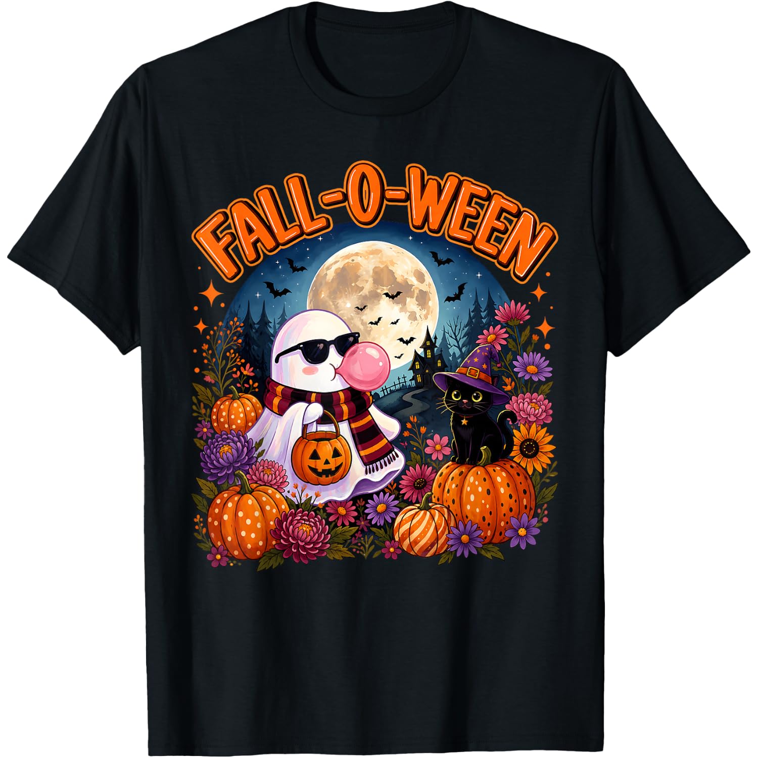 Fall-o-ween Ghost Halloween Spooky Season Men Women Kid T-Shirt