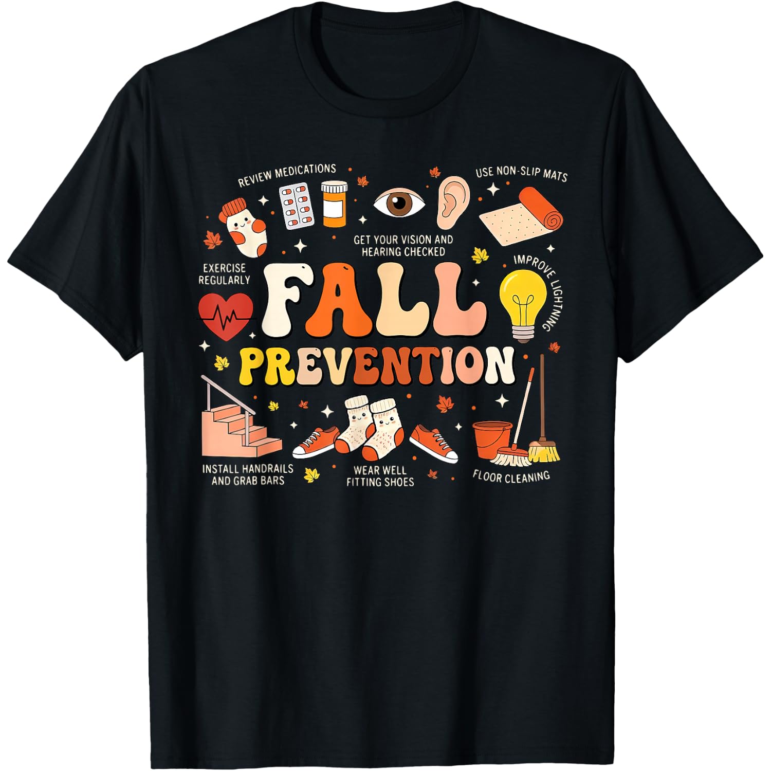 Fall Prevention Autumn Physical Therapy PT OT OTA Halloween T-Shirt