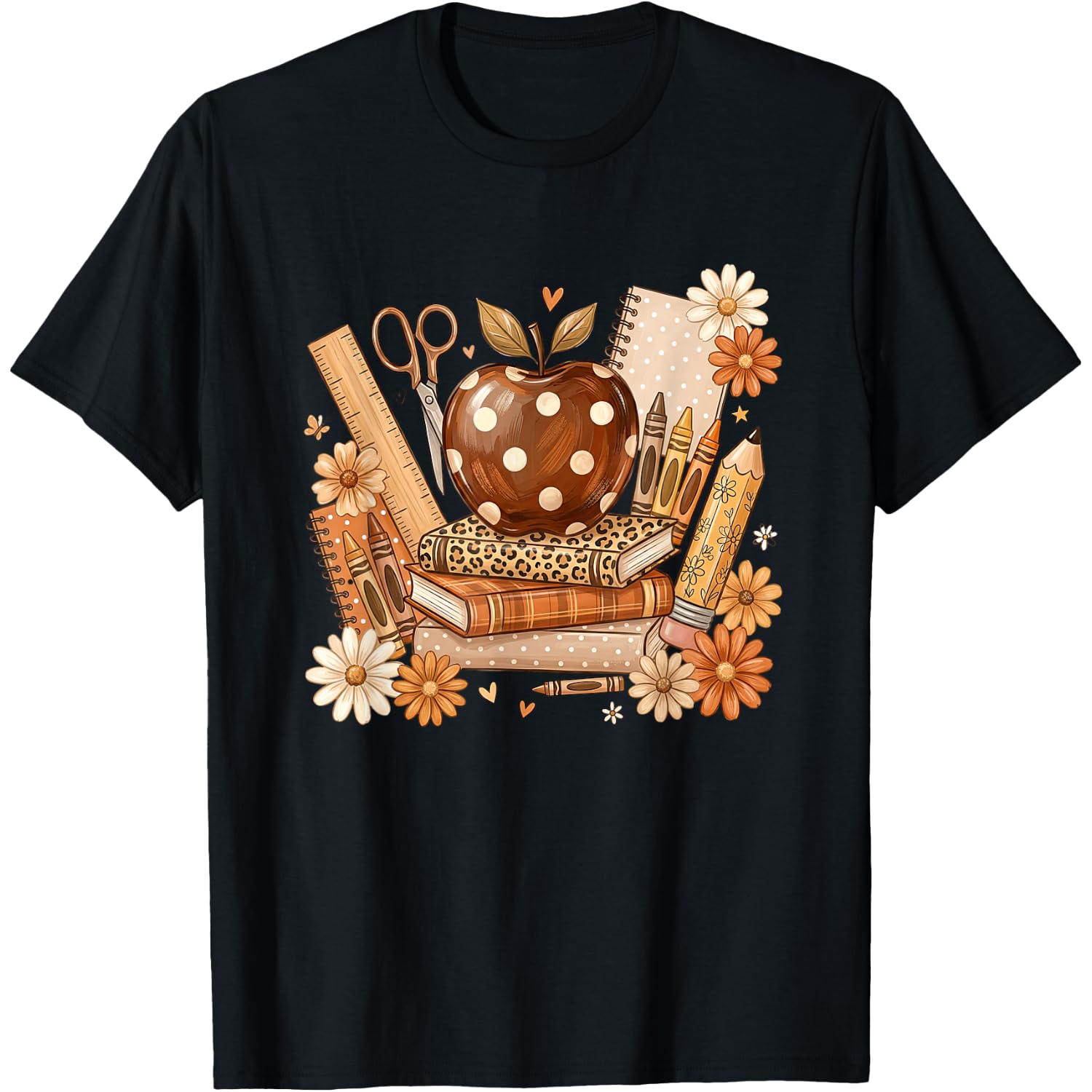 Fall Teacher Thanksgiving Halloween School Apple Books Fall T-Shirt