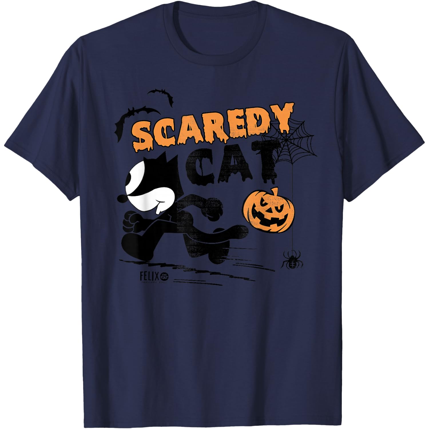 Felix The Cat Scaredy Cat Running Halloween T-Shirt