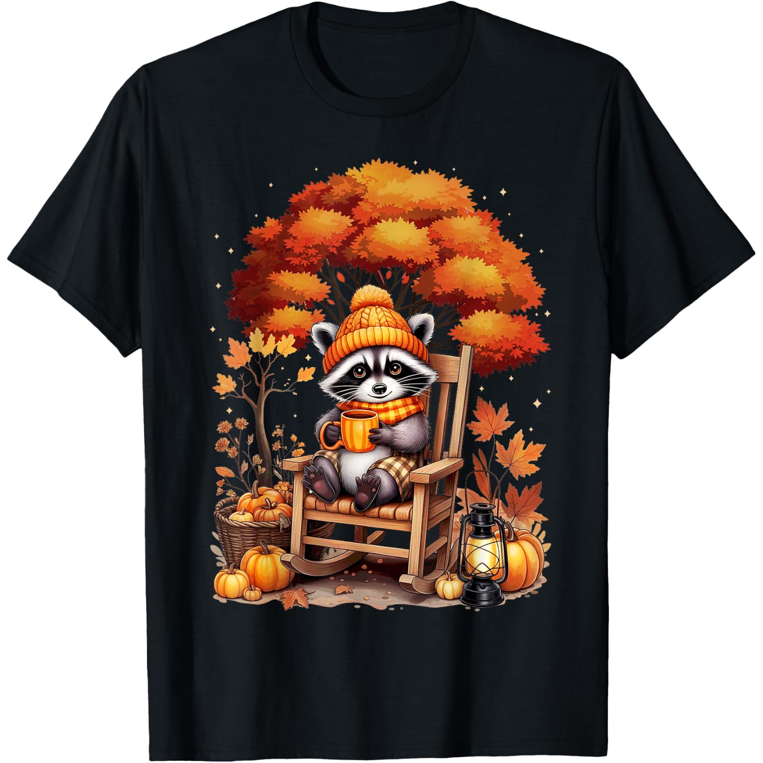 Feral Girl Fall Raccoon Halloween Pumpkin Raccoon Autumn T-Shirt