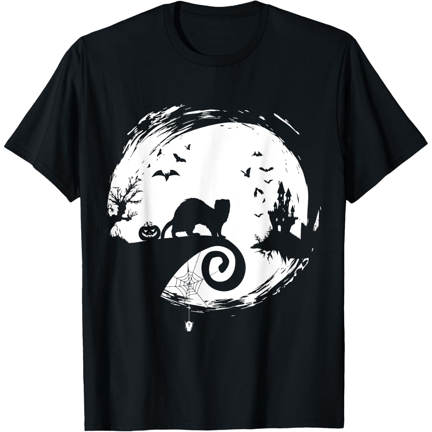 Ferret Halloween Costume Moon Silhouette Creepy Horror T-Shirt