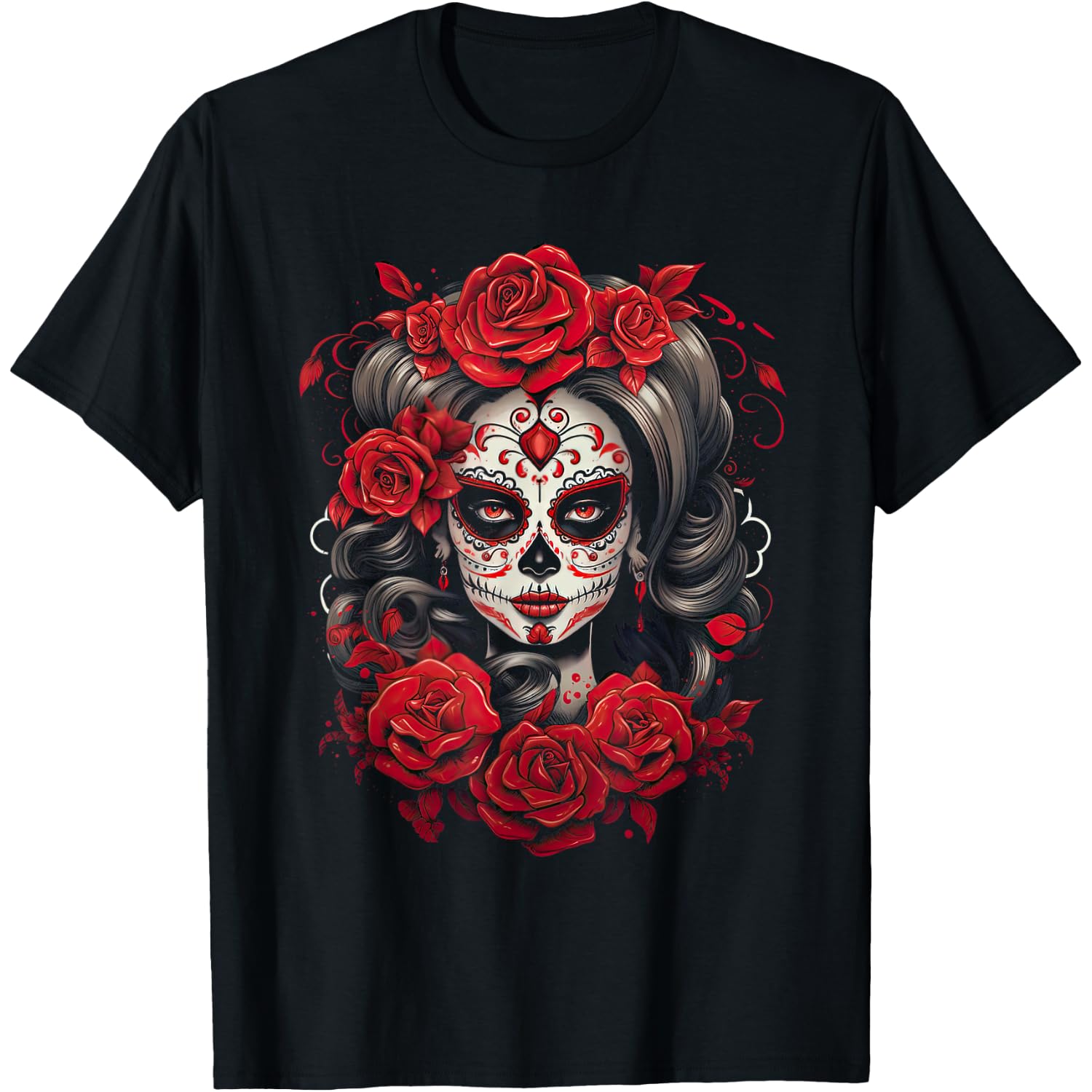 Floral Mexican Beauty Day of the Dead Dia De Muertos Woman T-Shirt
