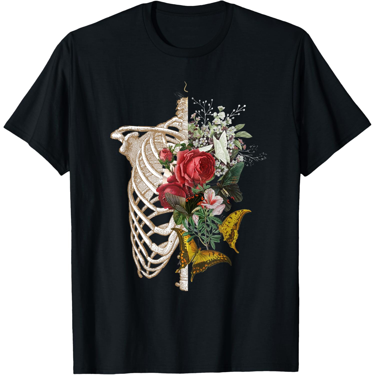 Floral Skeleton X-ray Ribcage Flower Goth Halloween 2022 T-Shirt