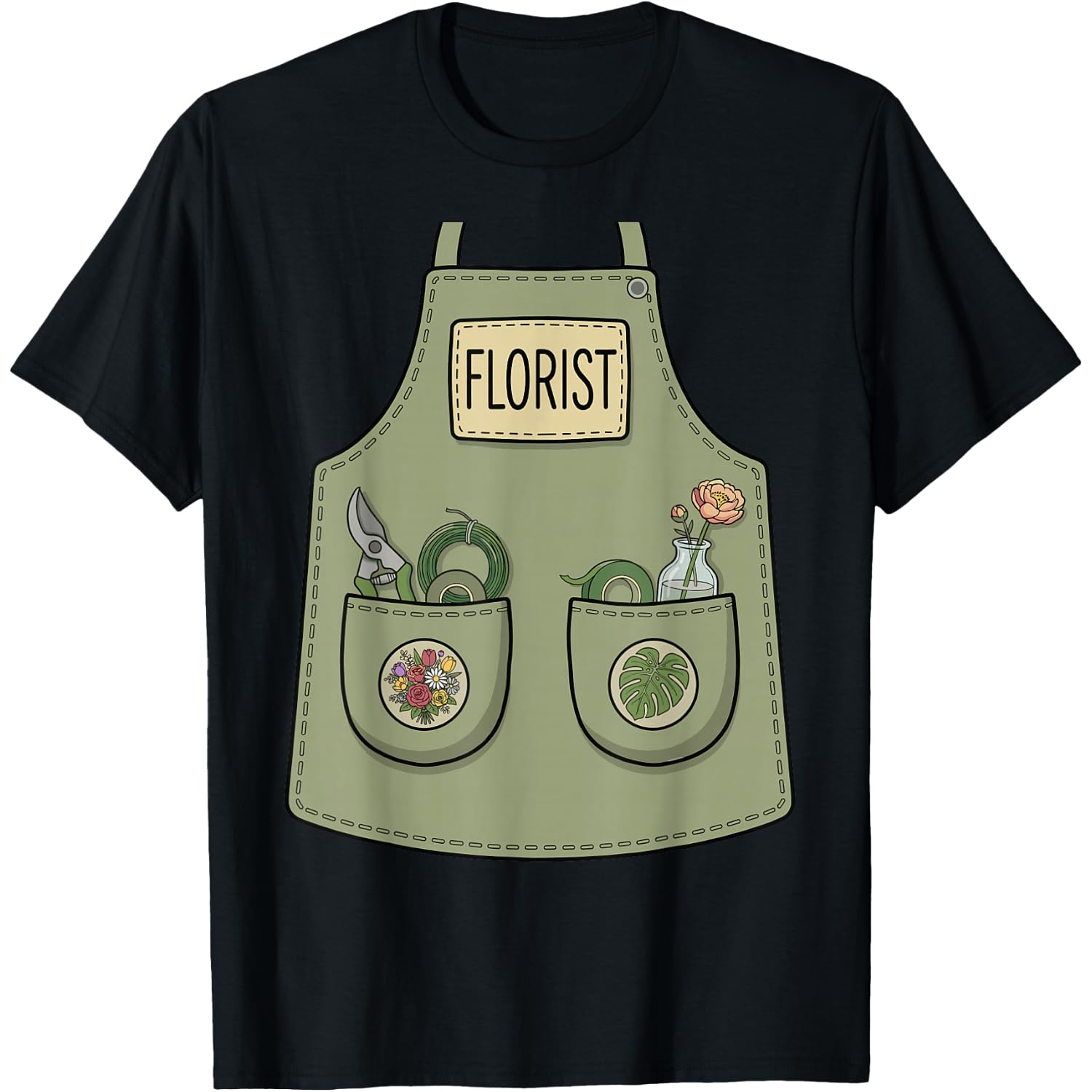 Florist Funny Floral Designer Gardener Apron Costume T-Shirt