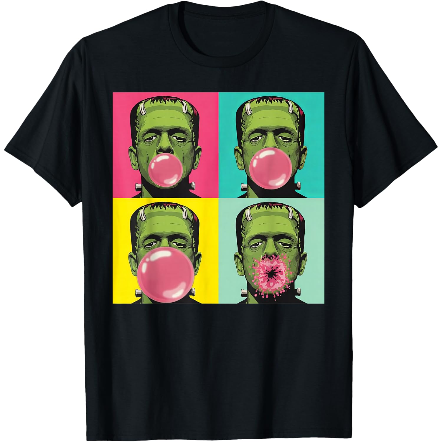 Frankenstein Monster Bubble Gum Funny Pop Art Halloween T-Shirt