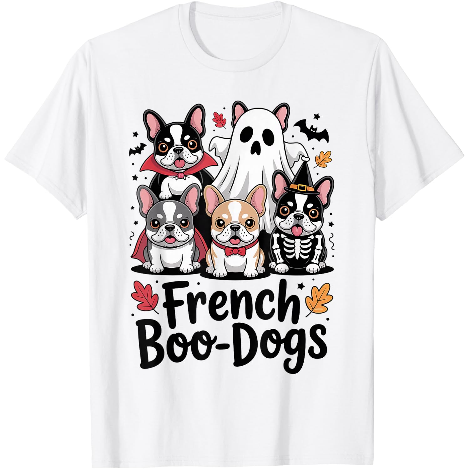 French Boo-Dogs Halloween Cute Bulldog Ghost Fall Costume T-Shirt