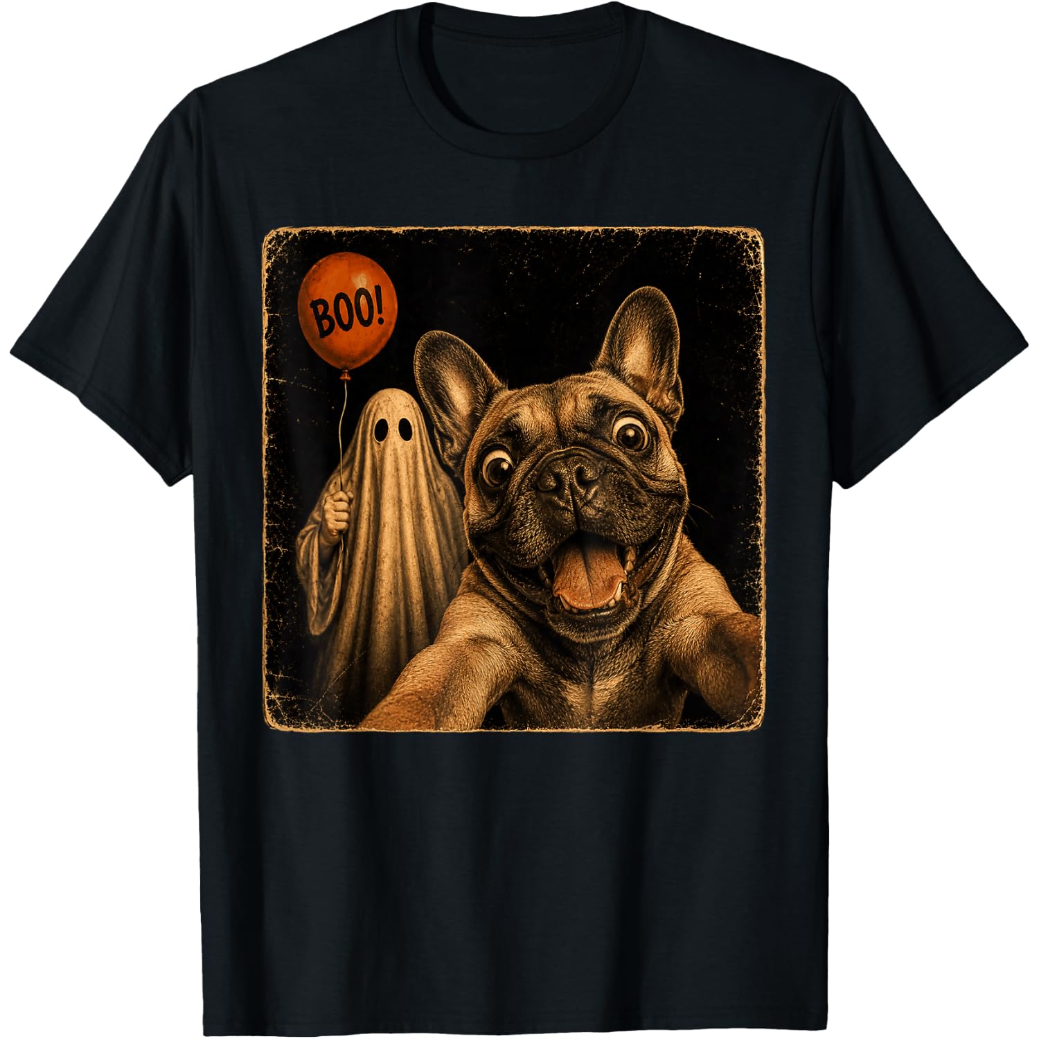 French Bulldog Halloween Ghost Selfie Boo Meme Graphic T-Shirt