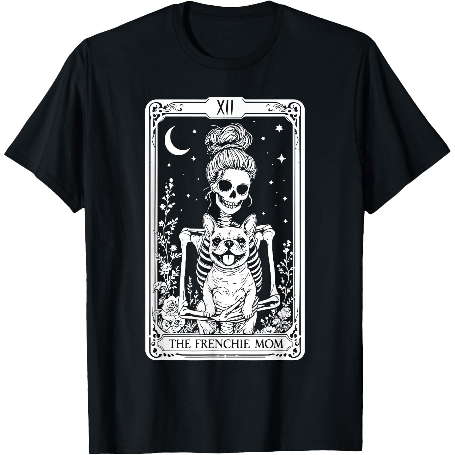 French Bulldog Tarot Card Halloween Spooky Skeleton Dog Mom T-Shirt