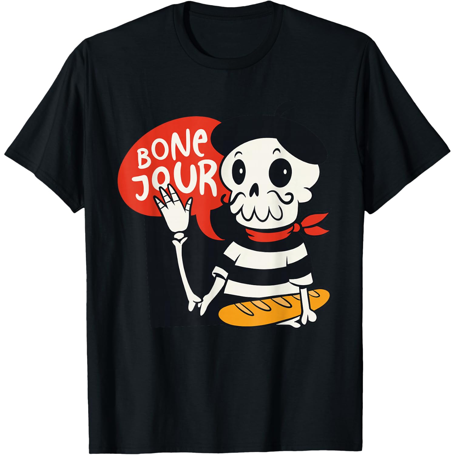 French Halloween Shirt Bone-Jour Shirt Halloween Skeleton T-Shirt