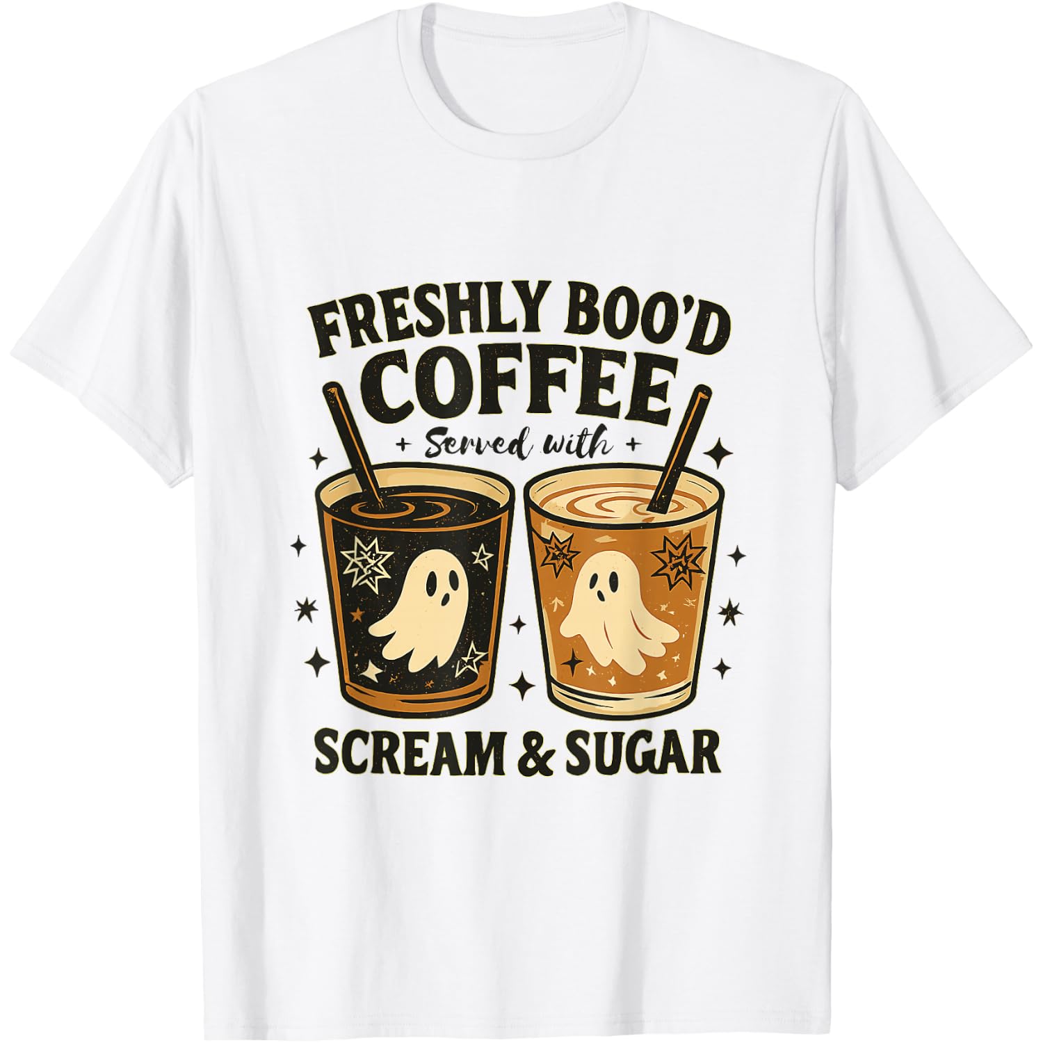 Freshly Boo'd Coffee Ghost Funny Halloween Iced Coffee T-Shirt
