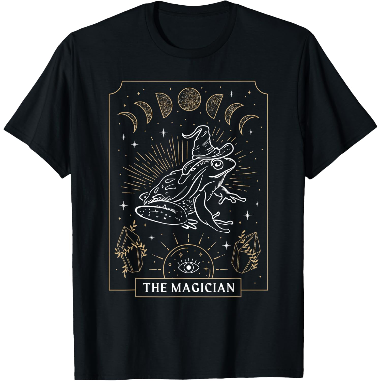 Frog Wizard Hat Moon Dark Academia Aesthetic Cottagecore T-Shirt