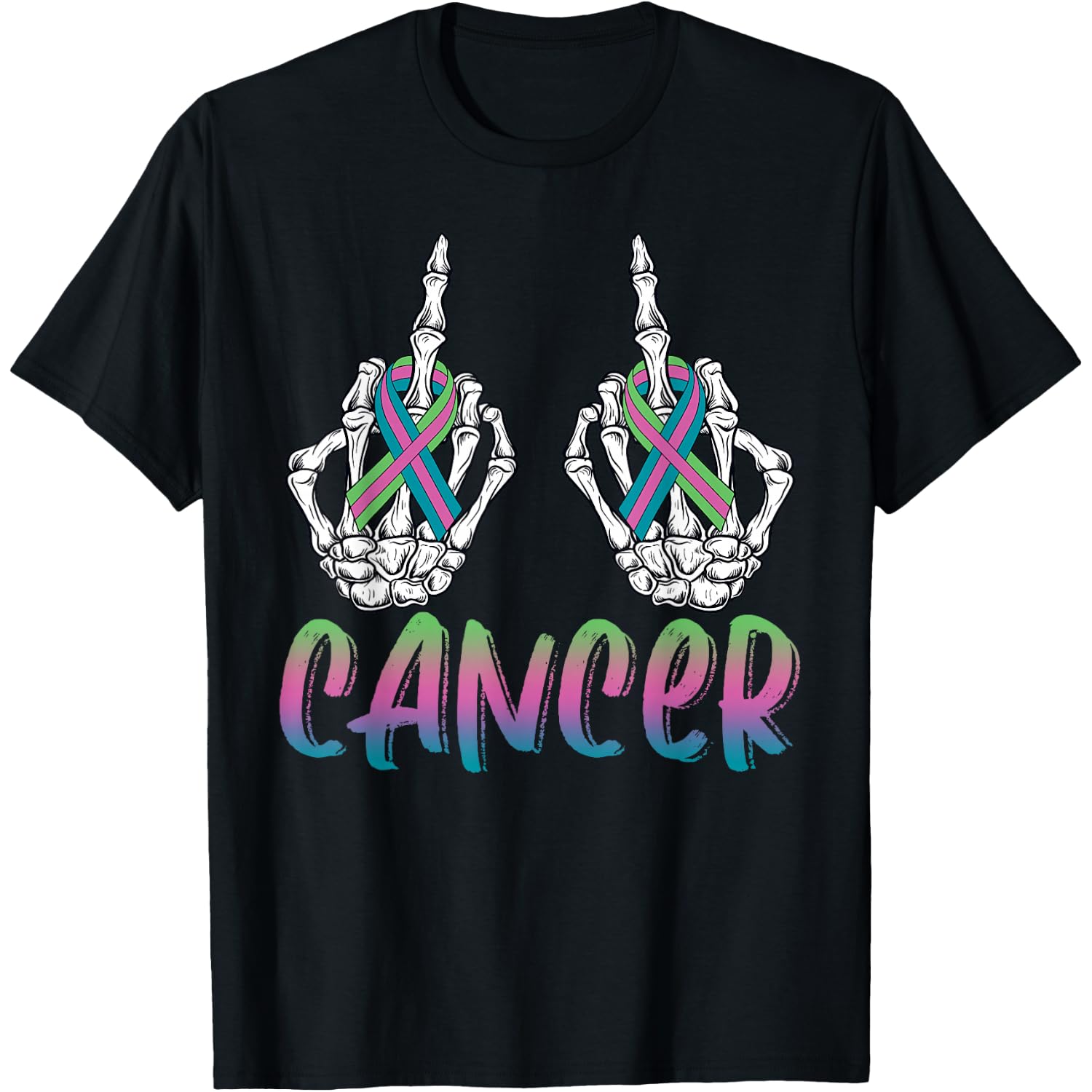 Fuck Cancer Metastatic Breast Cancer Skeleton Halloween Day T-Shirt