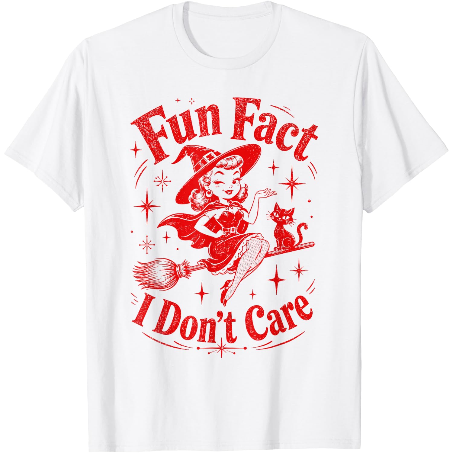 Fun Fact I Don't Care Retro Witch Funny Meme T-Shirt
