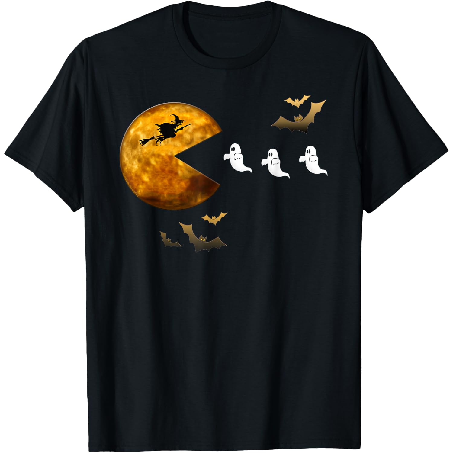 Fun Halloween Full Moon Eating Ghosts - Halloween T-Shirt