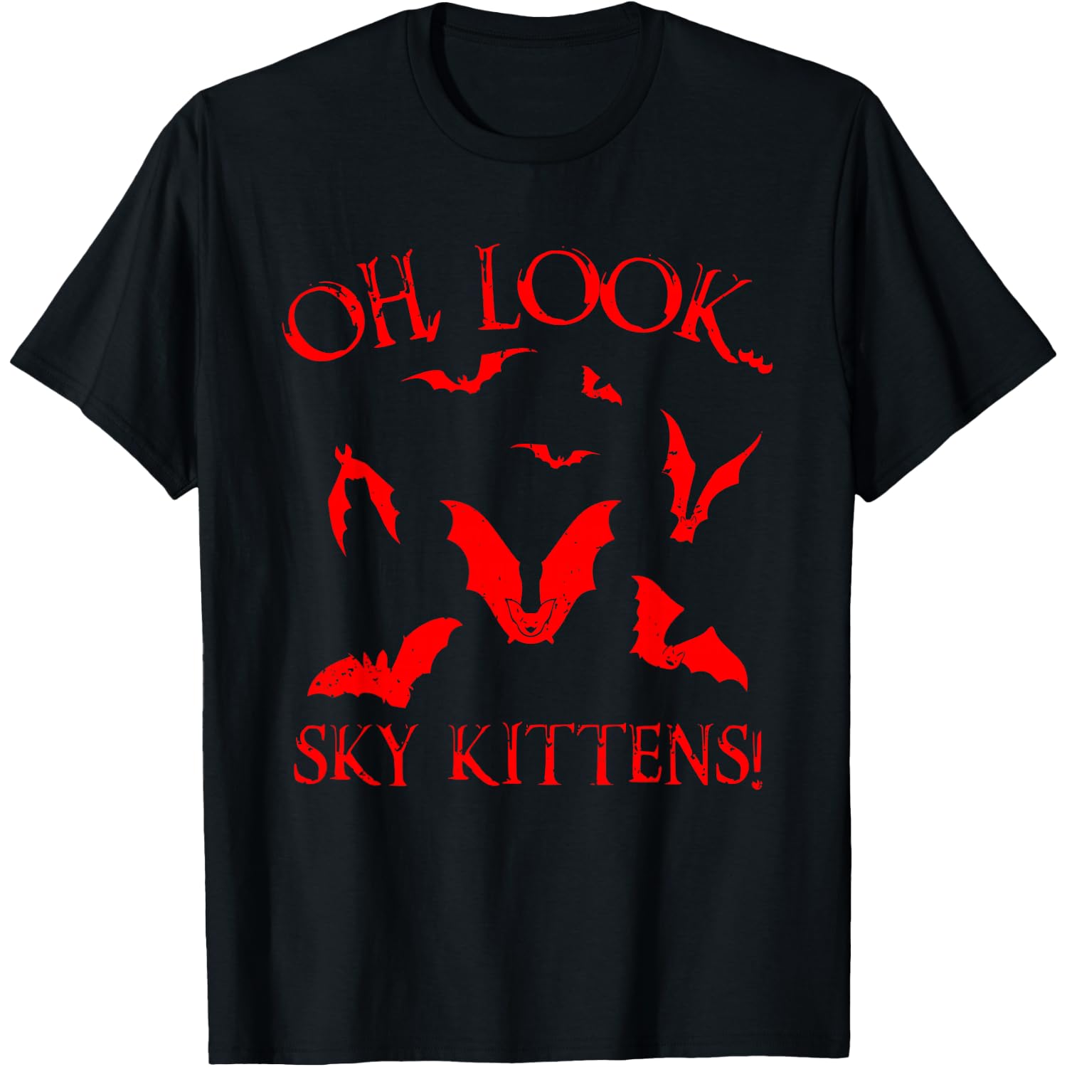 Funny Bat Lover Gift For Men Women Cool Sky Kittens Horror T-Shirt