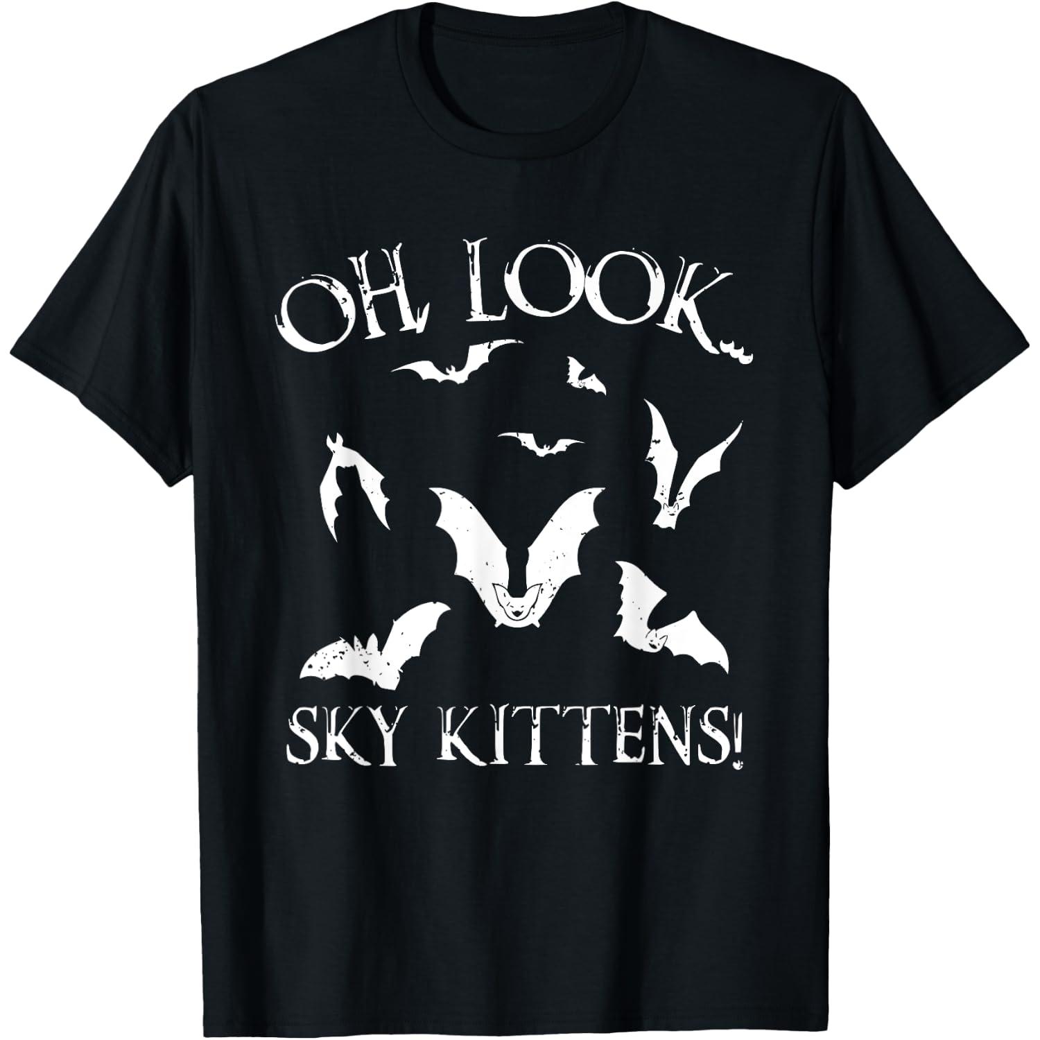 Funny Bat Lover Gift for Men Women Cool Sky Kittens Horror T-Shirt Small