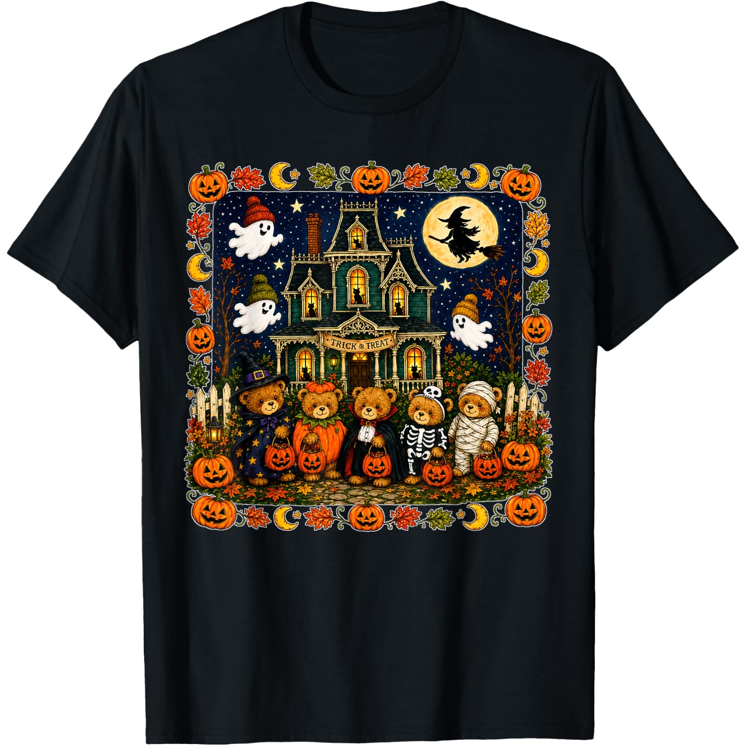 Funny Bears Haunted House Funny Mummy Ghost Trick-or-Treat T-Shirt