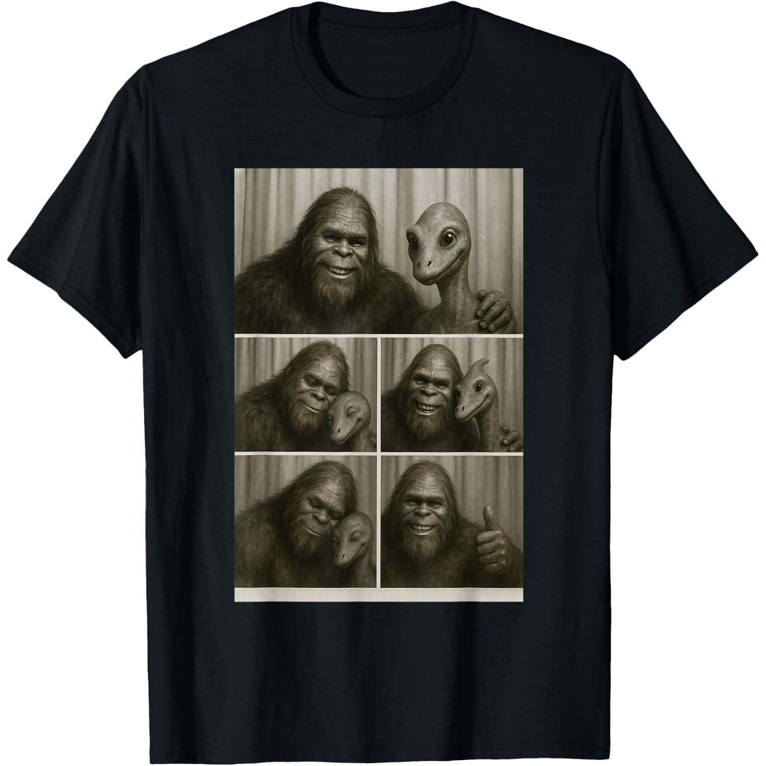 Funny Bigfoot Nemesis Photo Booth Cryptid Best Friends Meme T-Shirt
