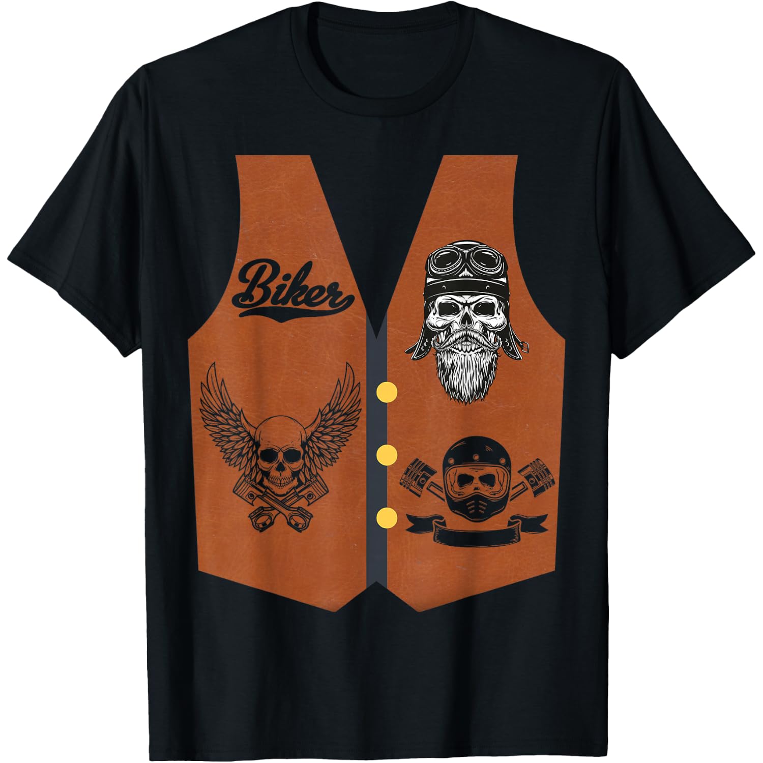 Funny Biker Vest Halloween Costume Motorcycle Biker Men Boys T-Shirt