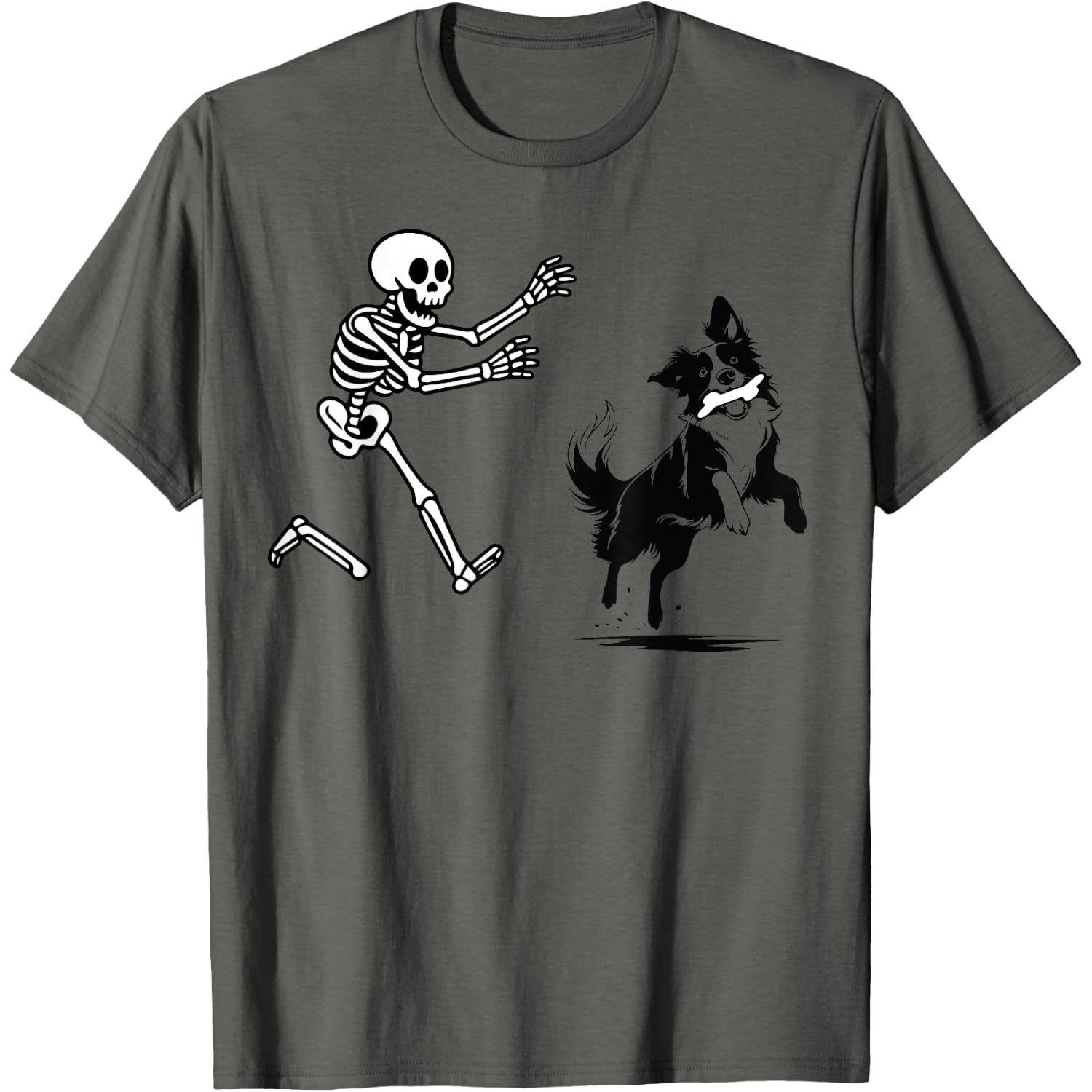 Funny Border Collie Running Skeleton Halloween T-Shirt