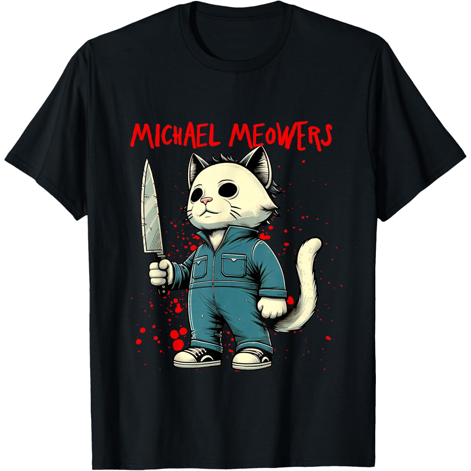 Funny Cat Horror Movies Cute Halloween for Cat Kitty Lovers T-Shirt