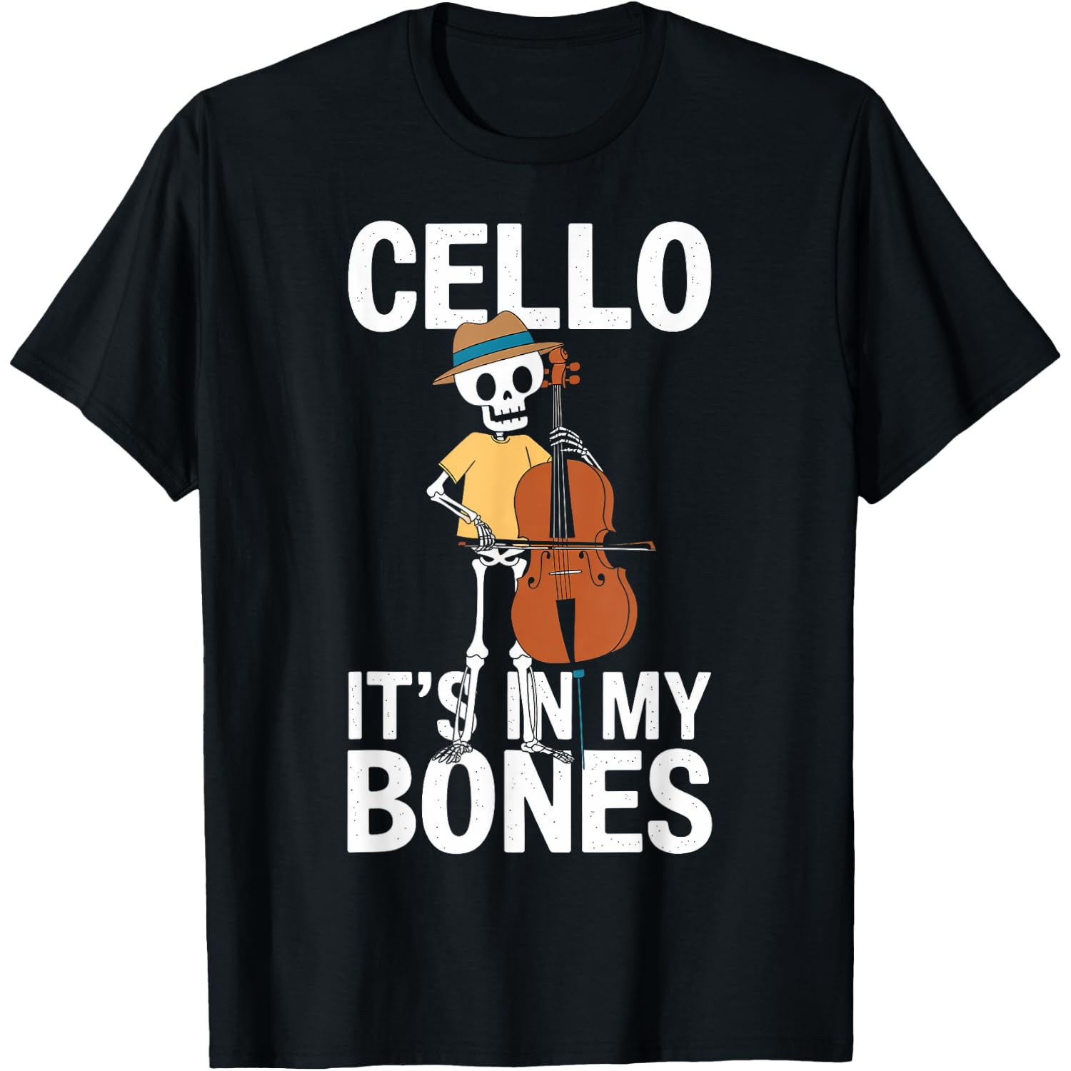 Funny Cellist Skeleton Playing Cello T-Shirt