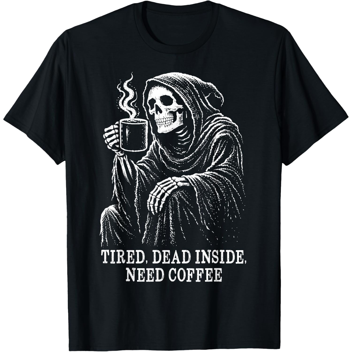 Funny Coffee Lover Skeleton Grim Reaper T-Shirt