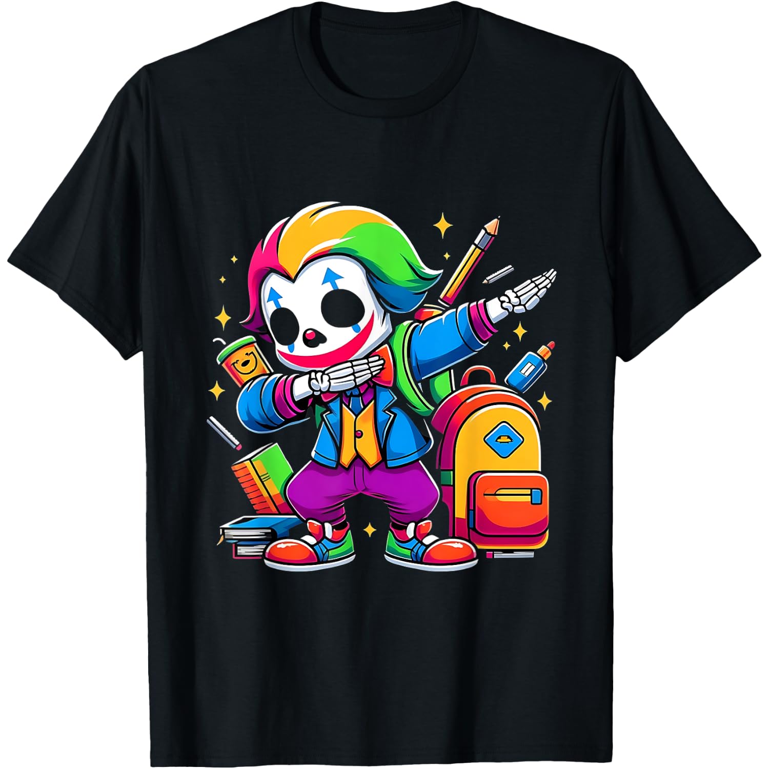 Funny Dab Clown Dabbing Costumes Spooky Halloween Skeleton T-Shirt