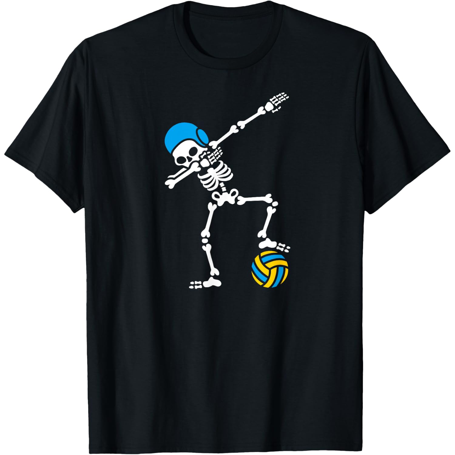 Funny Dab Dabbing Skeleton Water Polo Halloween Swimming Team T-Shirt