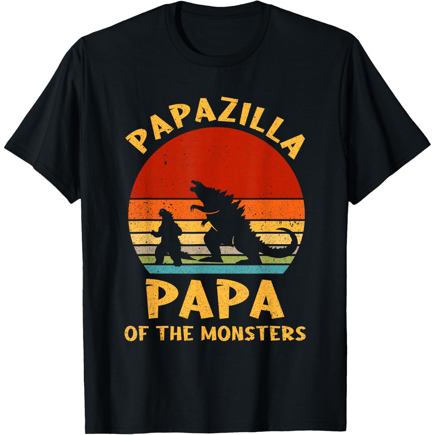 Funny Dad Papazilla Papa Of Monsters Halloween Fathers Day T-Shirt