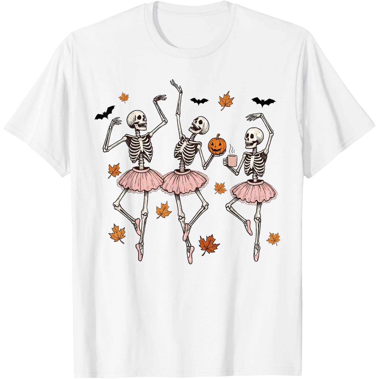 Funny Dancing Skeleton Ballerinas Halloween Spooky Ballet T-Shirt