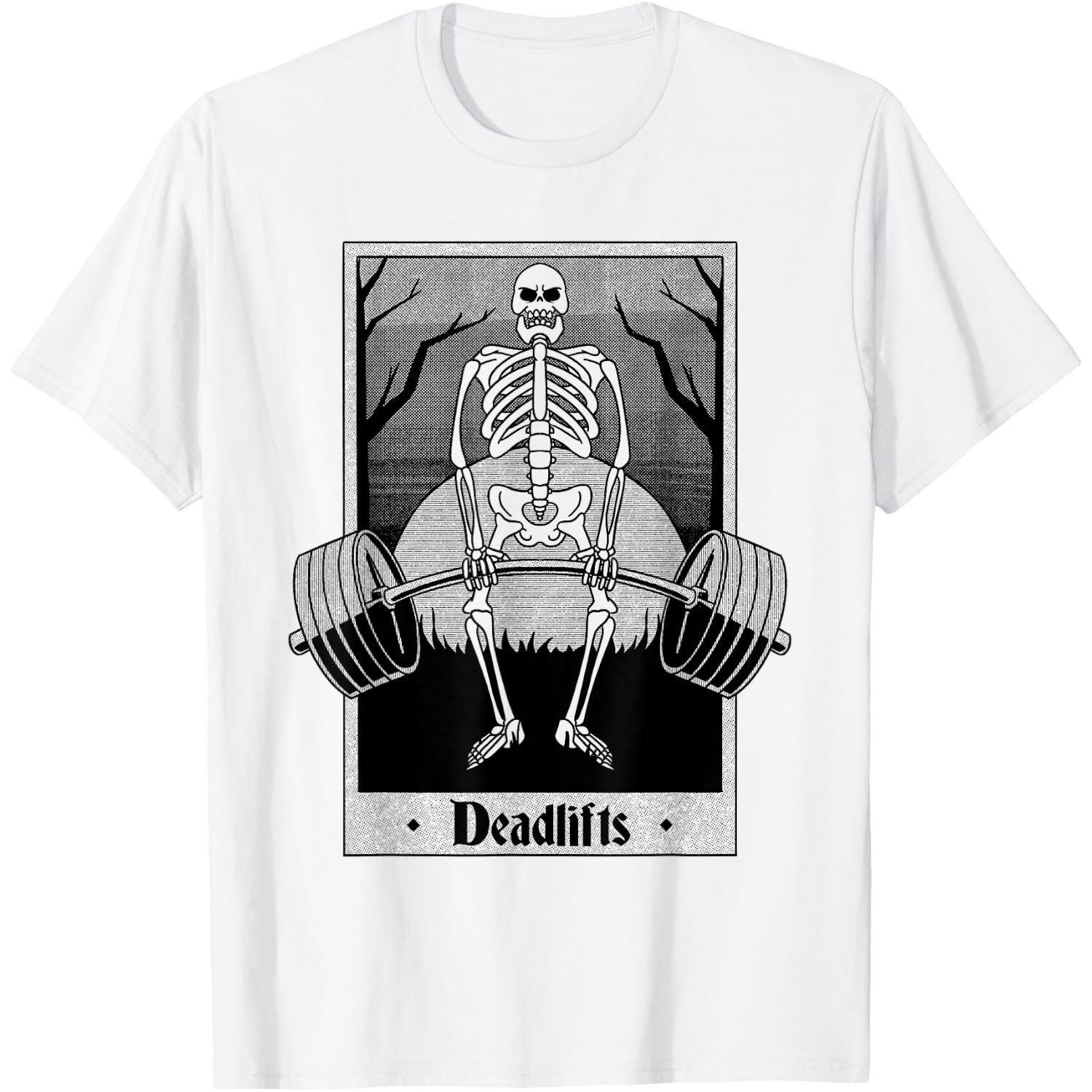 Funny Deadlifts Weightlifter Skeleton Halloween Gym Workout T-Shirt